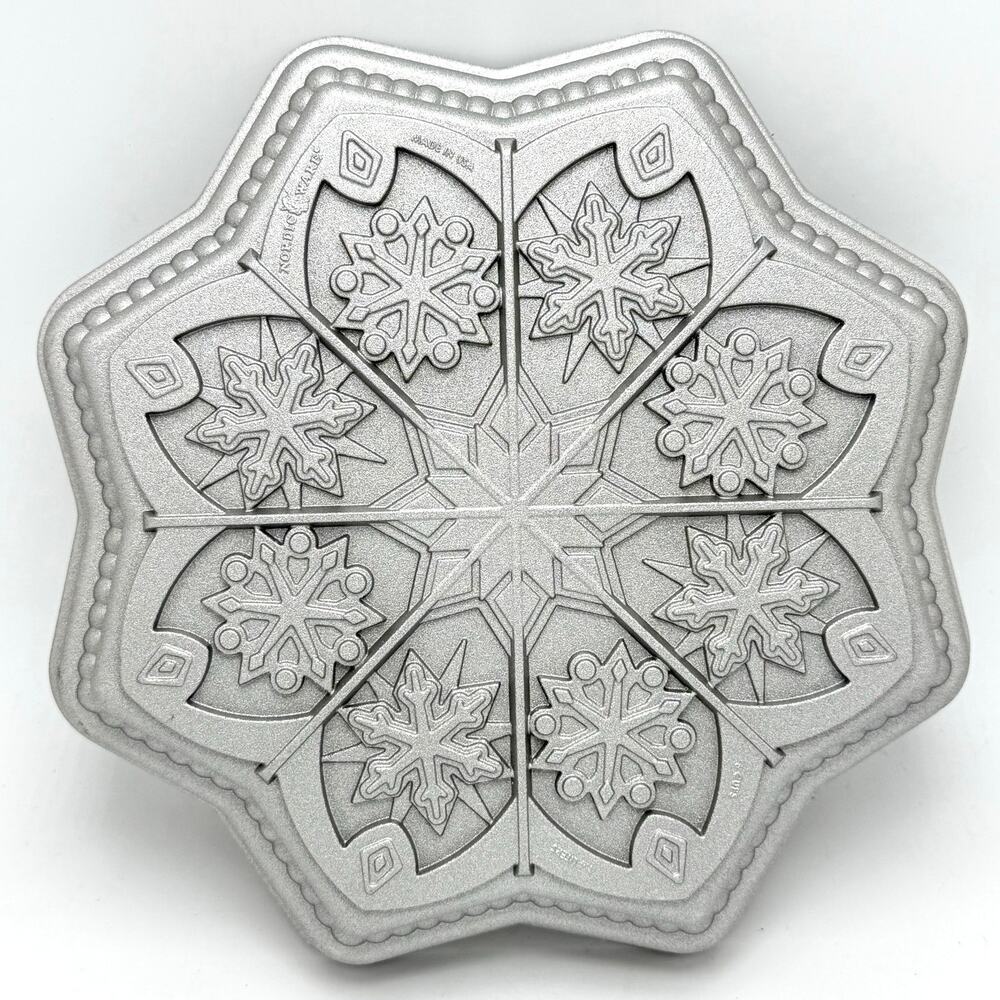 Nordic Ware Sweet Snowflakes Shortbread Pan 3D Cake Mold 6 Cup Cast Aluminum USA